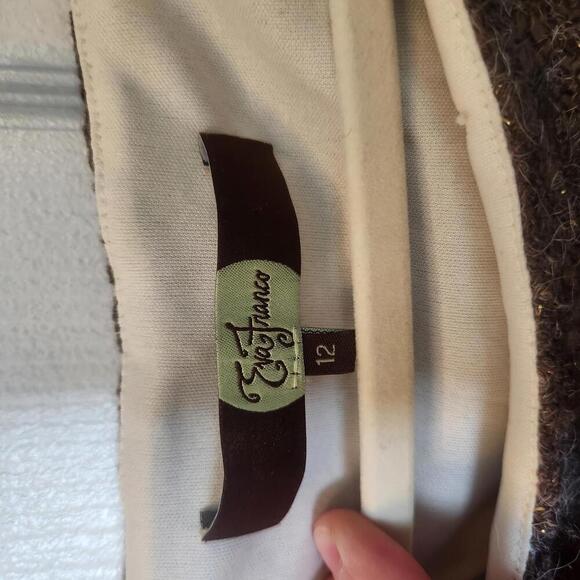 Eva Franco Elegant A-Line Wool Blend Knit Knee Length Dress - Size 12 - Picture 2 of 9